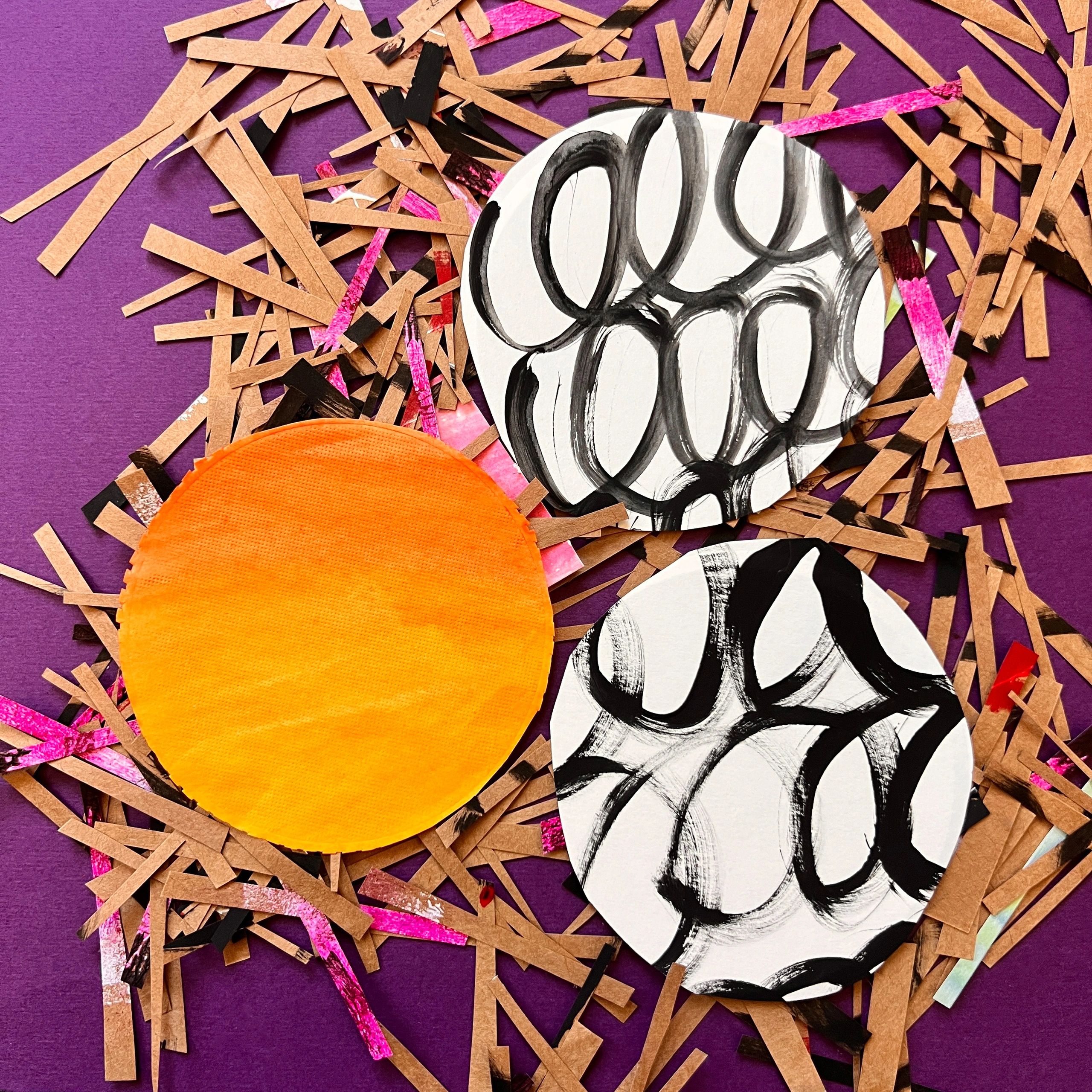 Colorful cut paper pieces used for collage artwork