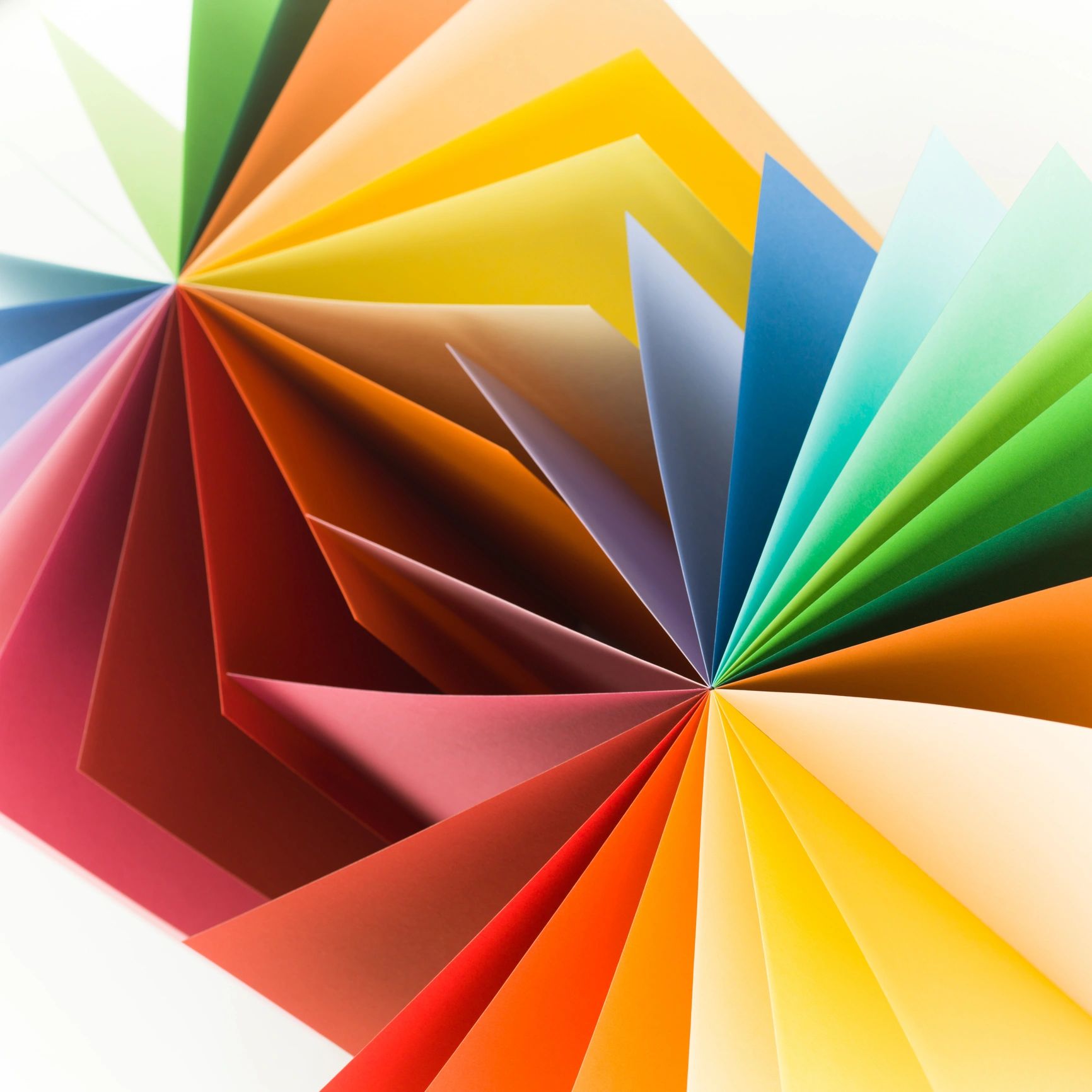 Abstract colorful paper arranged in a fan shape